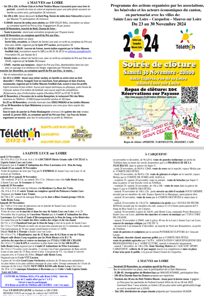 Programme du télélethon cantonal